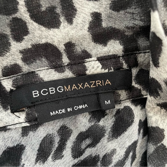 BCBGMaxazria Animal Print Chiffon Tunic Long Blouse Top Cougar Leopard Print - Picture 5 of 5